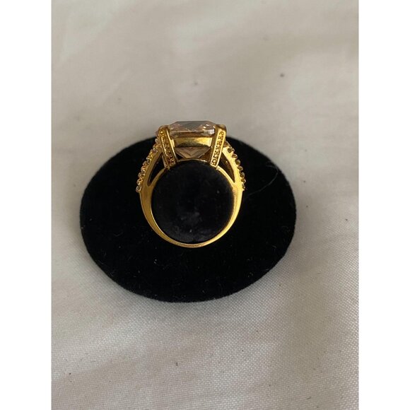 Lovely  yellow goldtone warm light amber color CZ ring size 6 - Picture 2 of 7